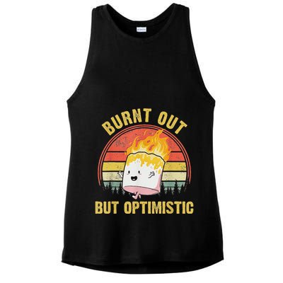 Burnt Out But Optimistic Cute Marshmallow For Camping Ladies PosiCharge Tri-Blend Wicking Tank