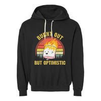 Burnt Out But Optimistic Cute Marshmallow For Camping Garment-Dyed Fleece Hoodie