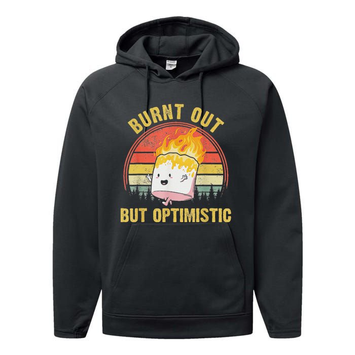 Burnt Out But Optimistic Cute Marshmallow For Camping Performance Fleece Hoodie