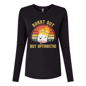 Burnt Out But Optimistic Cute Marshmallow For Camping Womens Cotton Relaxed Long Sleeve T-Shirt