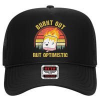 Burnt Out But Optimistic Cute Marshmallow For Camping High Crown Mesh Back Trucker Hat