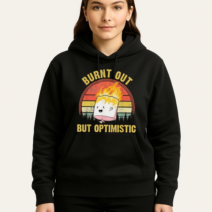 Burnt Out But Optimistic Cute Marshmallow For Camping Hoodie