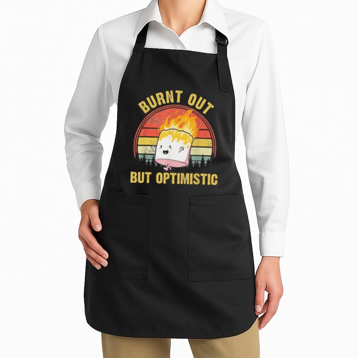 Burnt Out But Optimistic Cute Marshmallow For Camping Apron