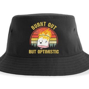 Burnt Out But Optimistic Cute Marshmallow For Camping Sustainable Bucket Hat