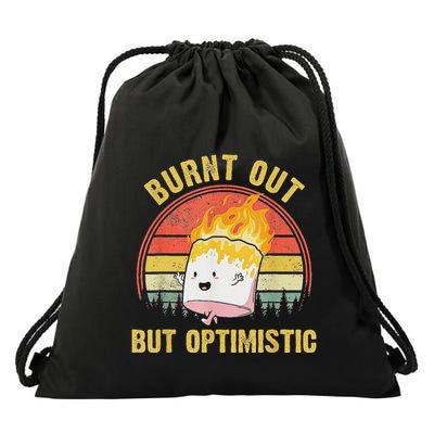 Burnt Out But Optimistic Cute Marshmallow For Camping Drawstring Bag