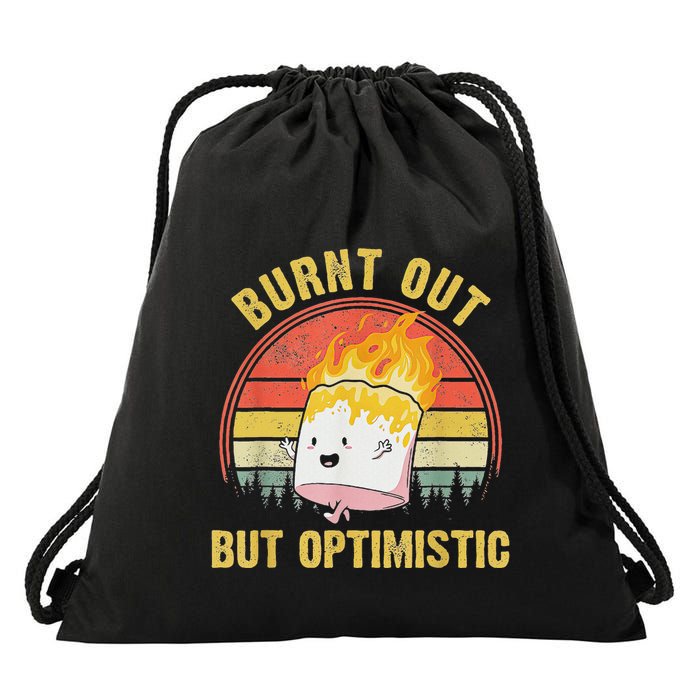 Burnt Out But Optimistic Cute Marshmallow For Camping Drawstring Bag