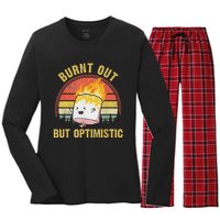 Burnt Out But Optimistic Cute Marshmallow For Camping Women's Long Sleeve Flannel Pajama Set 