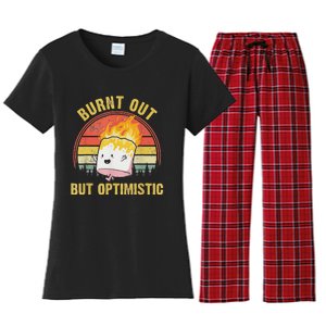 Burnt Out But Optimistic Cute Marshmallow For Camping Women's Flannel Pajama Set