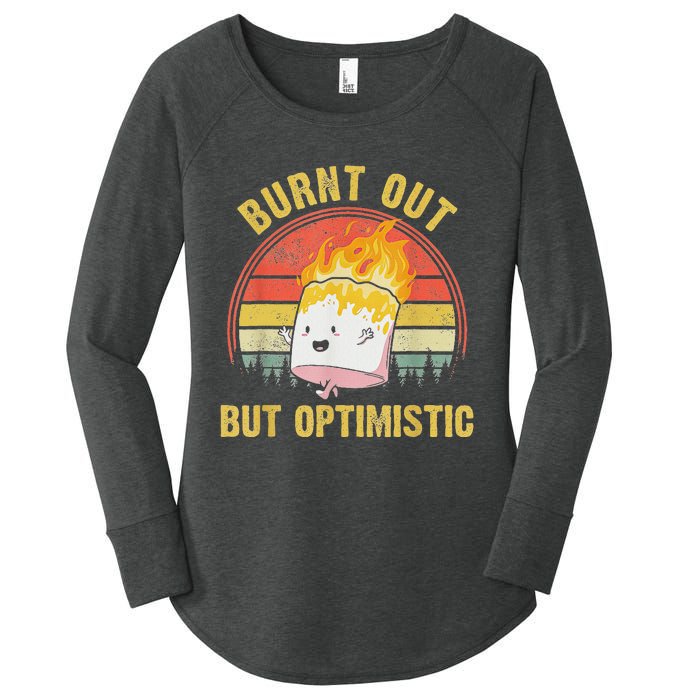 Burnt Out But Optimistic Cute Marshmallow For Camping Women's Perfect Tri Tunic Long Sleeve Shirt