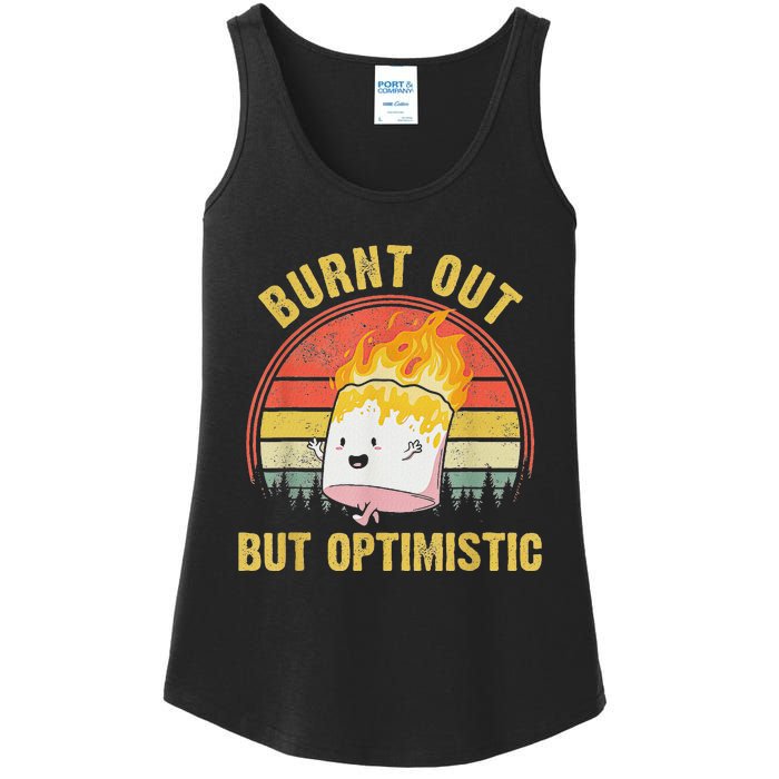 Burnt Out But Optimistic Cute Marshmallow For Camping Ladies Essential Tank