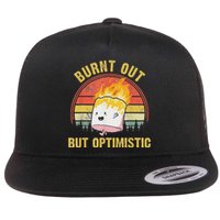 Burnt Out But Optimistic Cute Marshmallow For Camping Flat Bill Trucker Hat