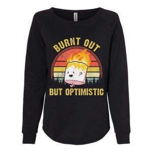 Burnt Out But Optimistic Cute Marshmallow For Camping Womens California Wash Sweatshirt