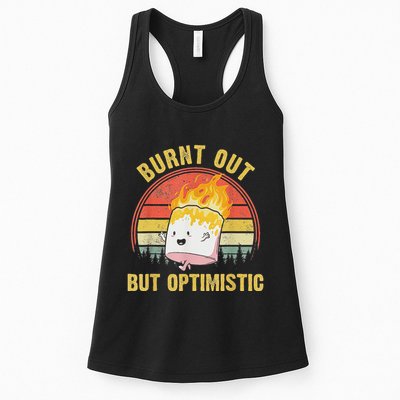 Burnt Out But Optimistic Cute Marshmallow For Camping Womens Tank Top