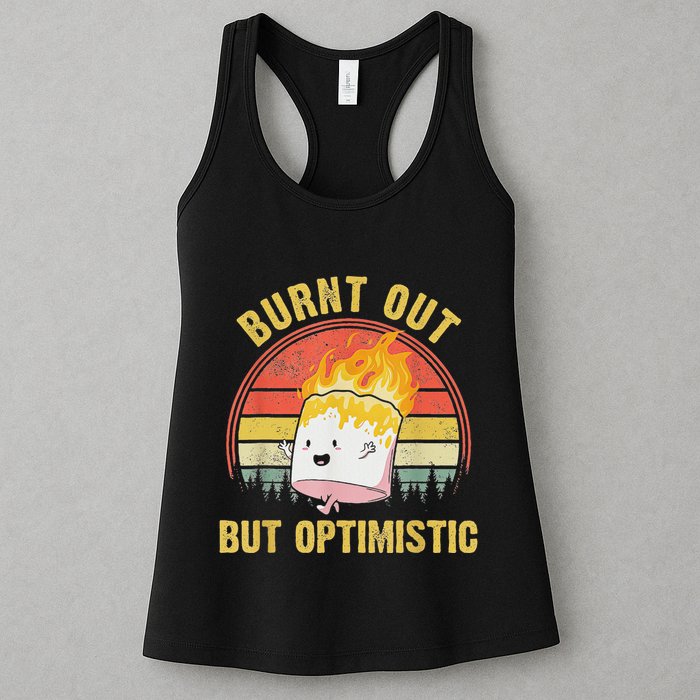 Burnt Out But Optimistic Cute Marshmallow For Camping Womens Tank Top