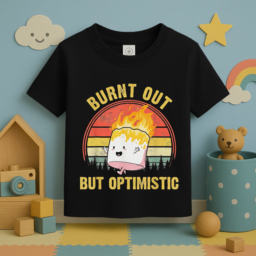Burnt Out But Optimistic Cute Marshmallow For Camping Toddler T-Shirt