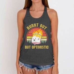 Burnt Out But Optimistic Cute Marshmallow For Camping Women's Knotted Racerback Tank