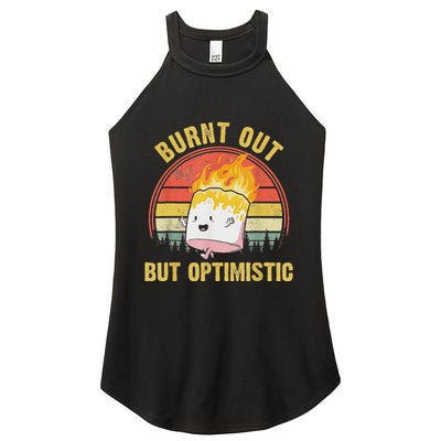 Burnt Out But Optimistic Cute Marshmallow For Camping Women's Perfect Tri Rocker Tank
