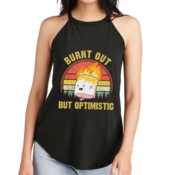 Burnt Out But Optimistic Cute Marshmallow For Camping Women's Perfect Tri Rocker Tank