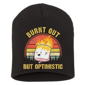 Burnt Out But Optimistic Cute Marshmallow For Camping Short Acrylic Beanie