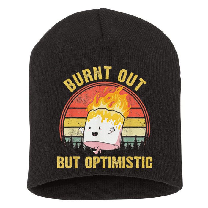 Burnt Out But Optimistic Cute Marshmallow For Camping Short Acrylic Beanie