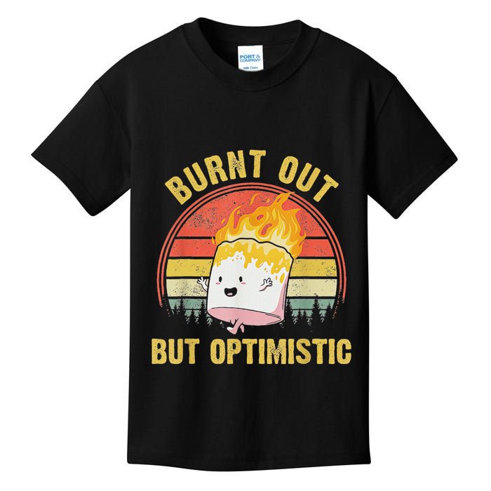 Burnt Out But Optimistic Cute Marshmallow For Camping Kids T-Shirt