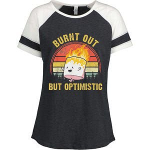 Burnt Out But Optimistic Cute Marshmallow For Camping Enza Ladies Jersey Colorblock Tee