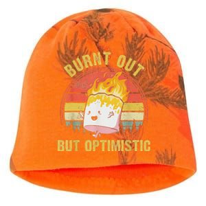 Burnt Out But Optimistic Cute Marshmallow For Camping Kati - Camo Knit Beanie