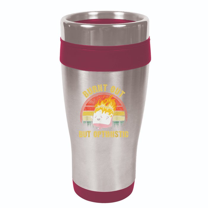 Burnt Out But Optimistic Cute Marshmallow For Camping 16oz Travel Tumbler
