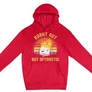 Burnt Out But Optimistic Cute Marshmallow For Camping Premium Pullover Hoodie