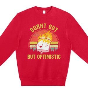 Burnt Out But Optimistic Cute Marshmallow For Camping Premium Crewneck Sweatshirt