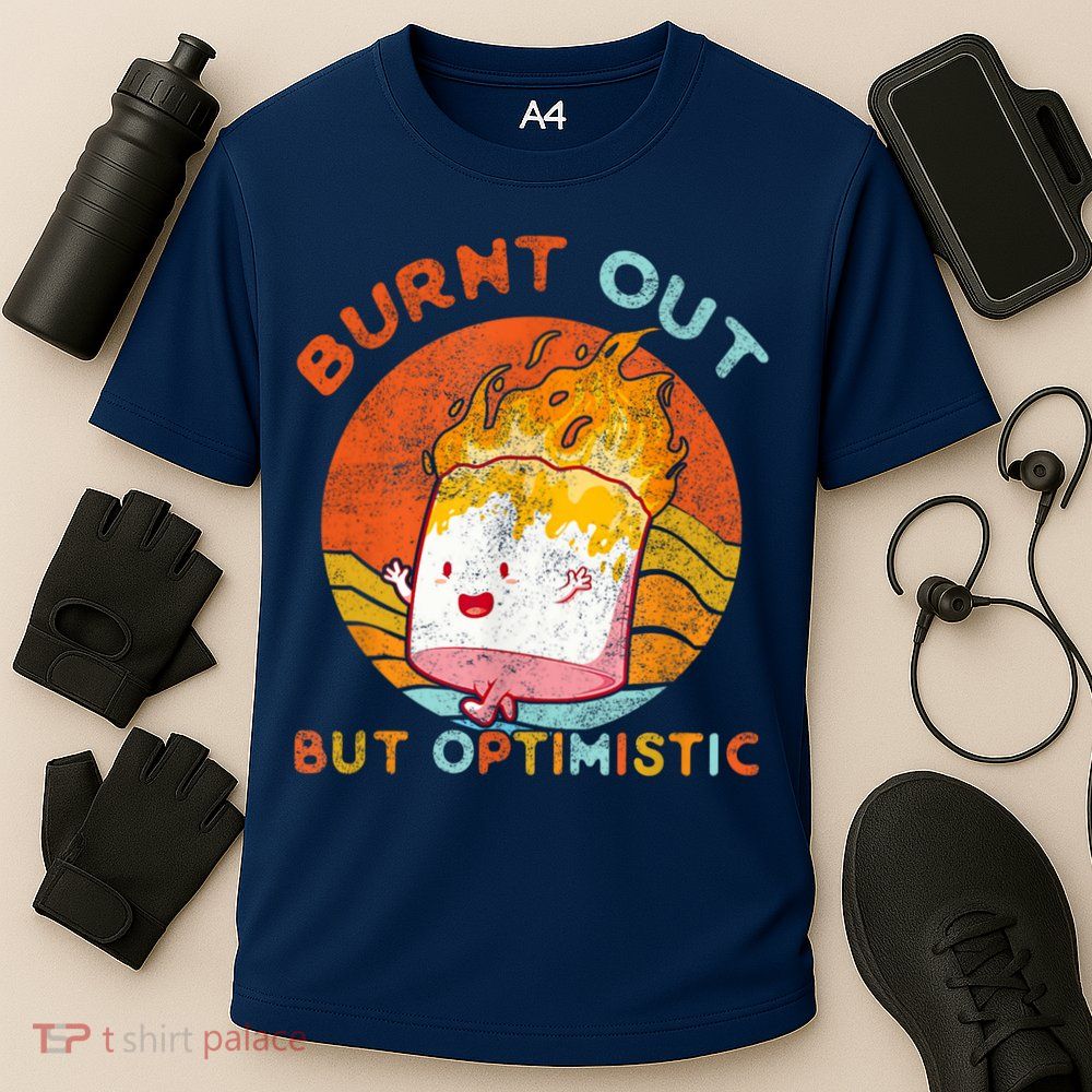 Burnt Out But Optimistic Retro Vintage Sunset Cooling Performance Crew T-Shirt