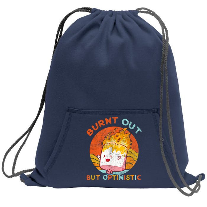 Burnt Out But Optimistic Retro Vintage Sunset Sweatshirt Cinch Pack Bag