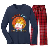 Burnt Out But Optimistic Retro Vintage Sunset Women's Long Sleeve Flannel Pajama Set 