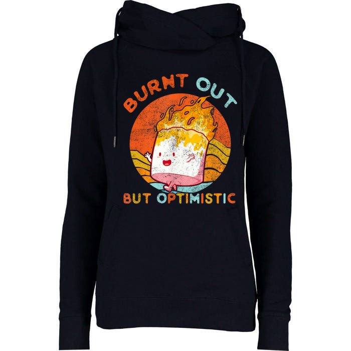 Burnt Out But Optimistic Retro Vintage Sunset Womens Funnel Neck Pullover Hood