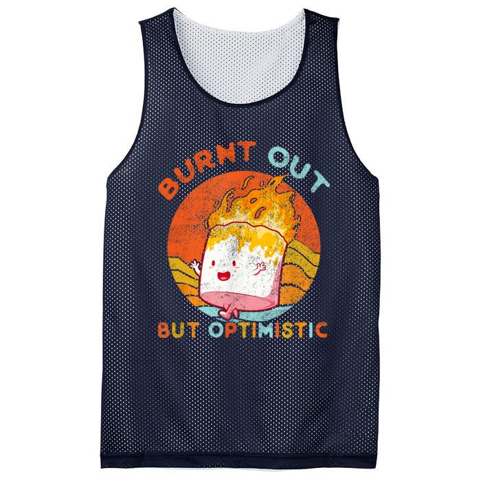 Burnt Out But Optimistic Retro Vintage Sunset Mesh Reversible Basketball Jersey Tank