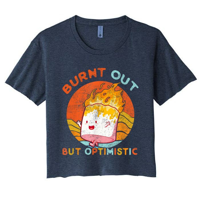 Burnt Out But Optimistic Retro Vintage Sunset Women's Crop Top Tee