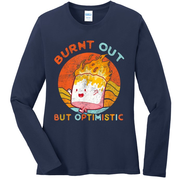 Burnt Out But Optimistic Retro Vintage Sunset Ladies Long Sleeve Shirt