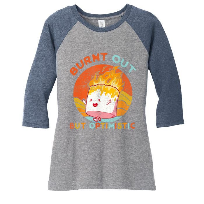 Burnt Out But Optimistic Retro Vintage Sunset Women's Tri-Blend 3/4-Sleeve Raglan Shirt