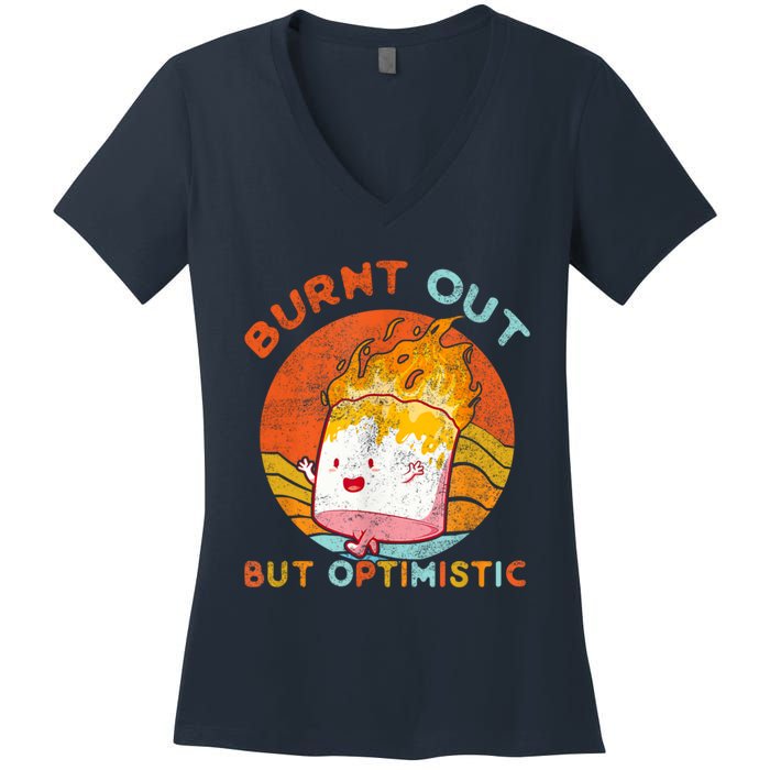 Burnt Out But Optimistic Retro Vintage Sunset Women's V-Neck T-Shirt