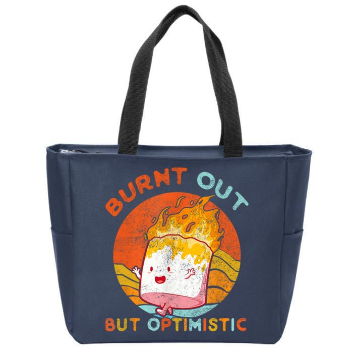 Burnt Out But Optimistic Retro Vintage Sunset Zip Tote Bag