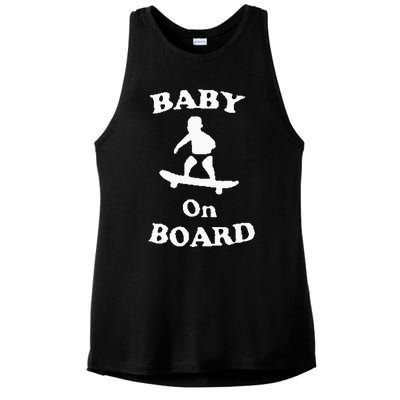 Baby On Board Skateboard Surf Solar Opposites Funny Meme Gag Ladies PosiCharge Tri-Blend Wicking Tank