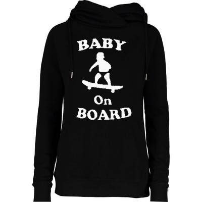 Baby On Board Skateboard Surf Solar Opposites Funny Meme Gag Womens Funnel Neck Pullover Hood