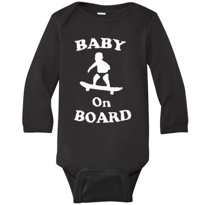 Baby On Board Skateboard Surf Solar Opposites Funny Meme Gag Baby Long Sleeve Bodysuit