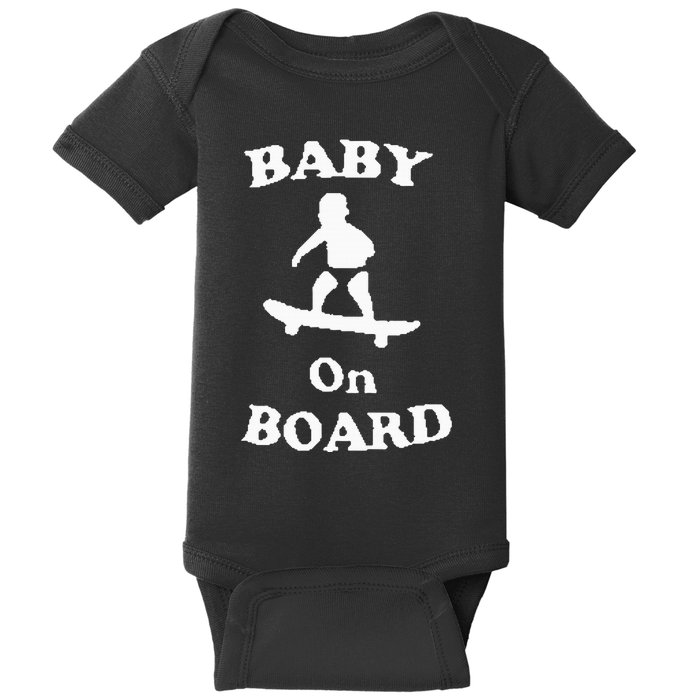 Baby On Board Skateboard Surf Solar Opposites Funny Meme Gag Baby Bodysuit