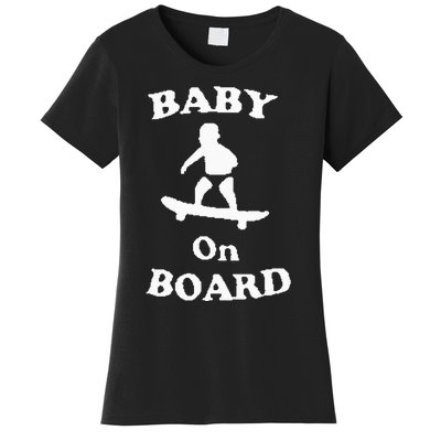 Baby On Board Skateboard Surf Solar Opposites Funny Meme Gag Women's T-Shirt