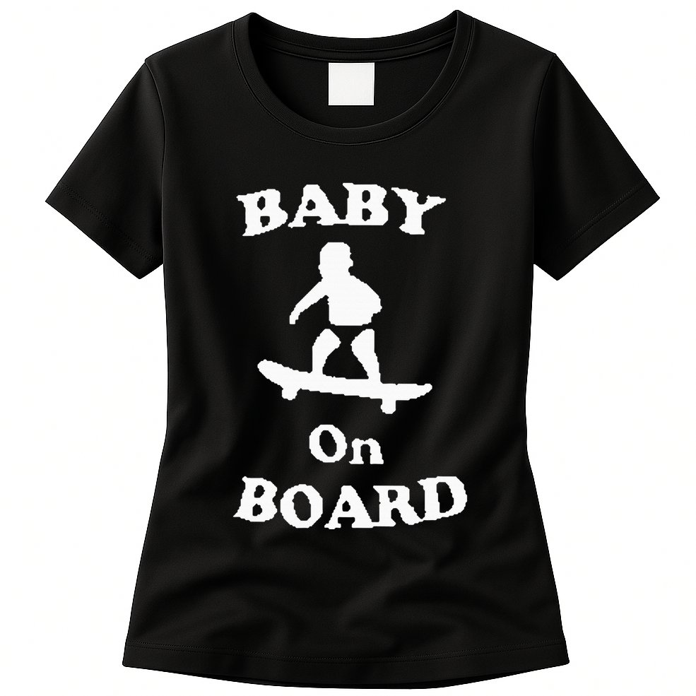 Baby On Board Skateboard Surf Solar Opposites Funny Meme Gag Womens T-Shirt