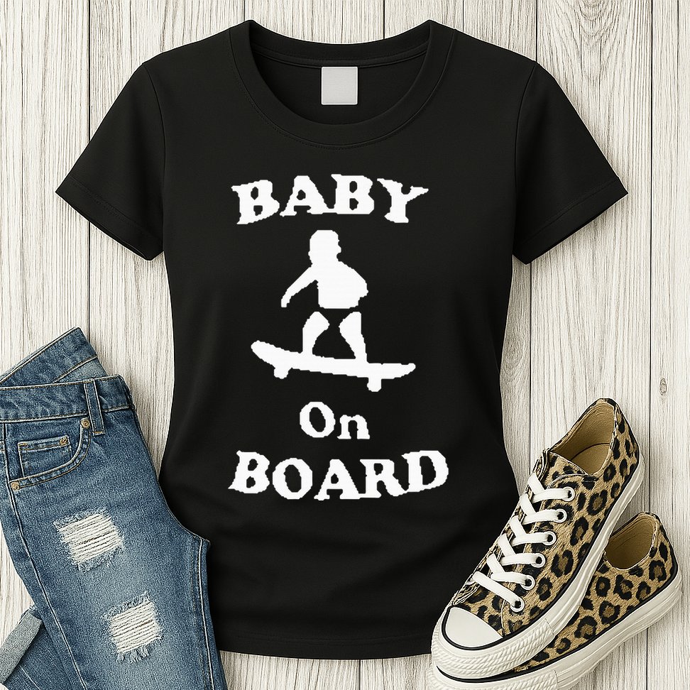 Baby On Board Skateboard Surf Solar Opposites Funny Meme Gag Womens T-Shirt