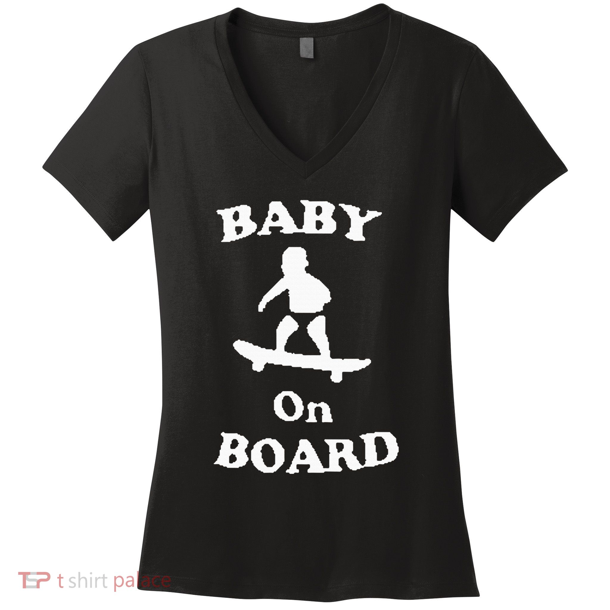 Baby On Board Skateboard Surf Solar Opposites Funny Meme Gag Women's V-Neck T-Shirt