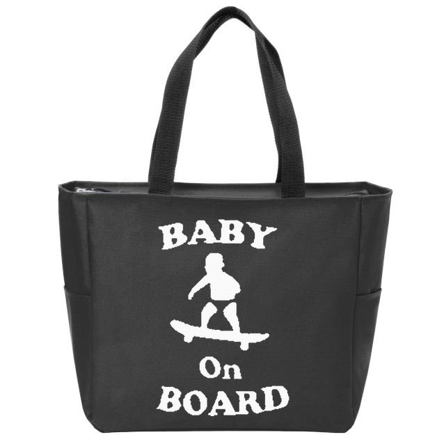 Baby On Board Skateboard Surf Solar Opposites Funny Meme Gag Zip Tote Bag