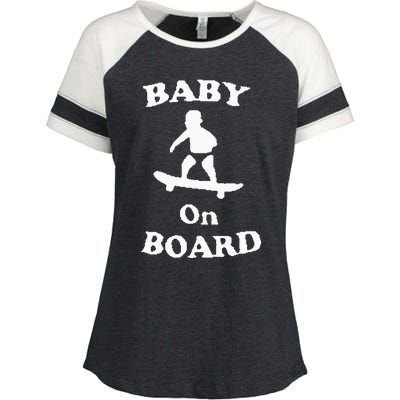 Baby On Board Skateboard Surf Solar Opposites Funny Meme Gag Enza Ladies Jersey Colorblock Tee